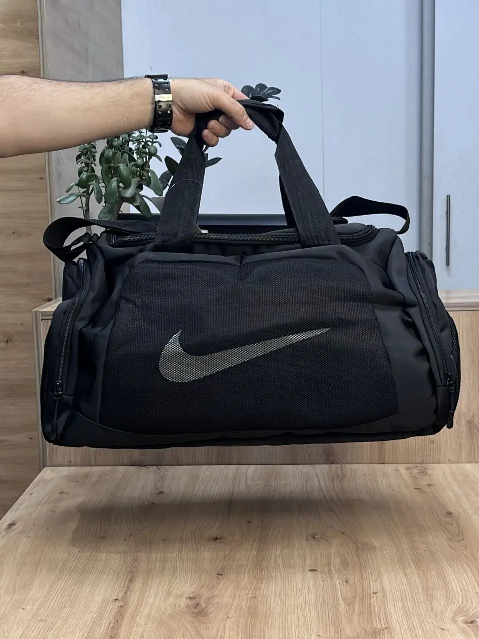 ساک ورزشی پارچه دیبا مشکی سایز متوسط کد ۱۸۳۵